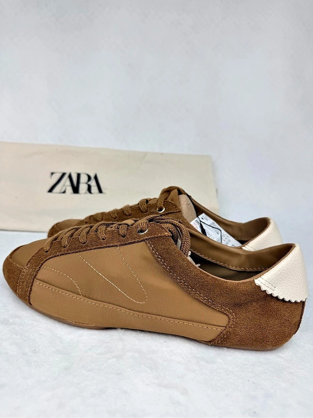 Zara Women’s Retro Sneakers Brown & White Size 6.5 NWT